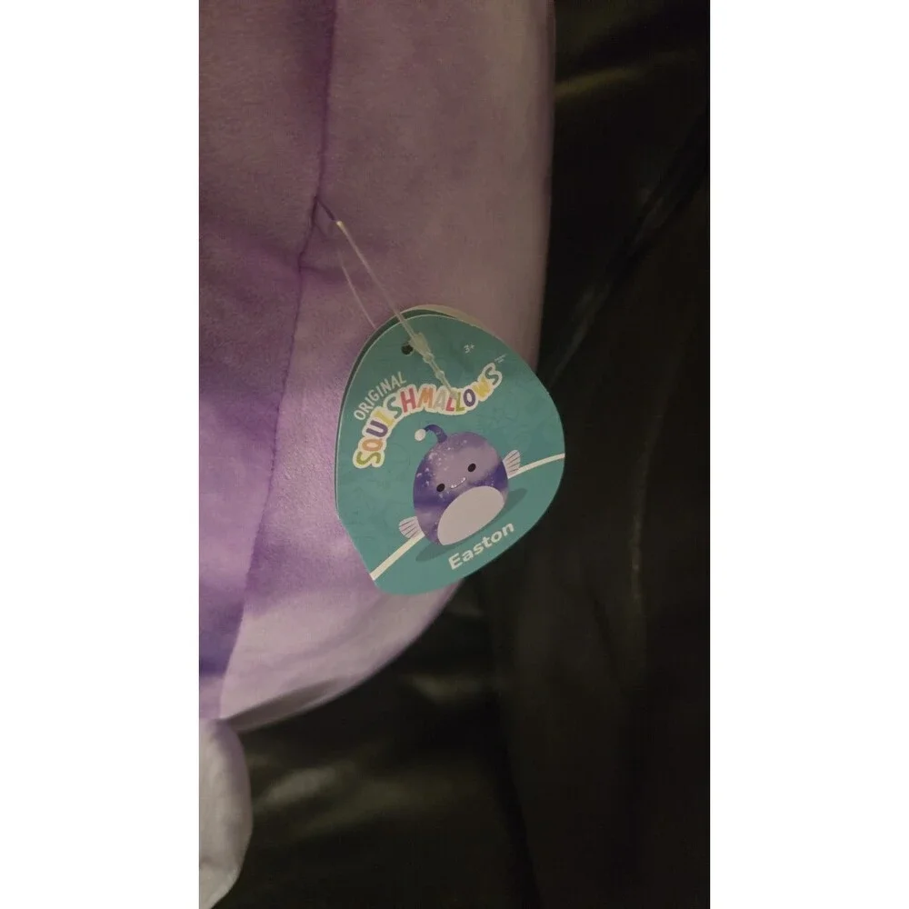 Squishmallows Kellytoy Soft Plush 16 Inch, Easton Purple Tie-Dye Anglerfish Nwt